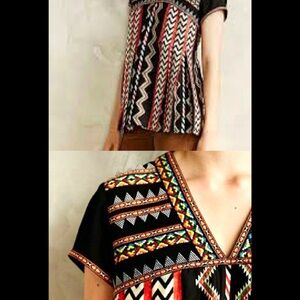 Boho whimsigoth flowy pleated Ranna Gill from Anthropologie Swing top-size 0